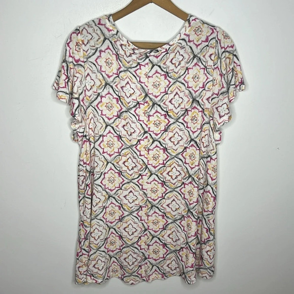 LANE BRYANT Floral Print Flutter Short Sleeve Top - Picture 6 of 8